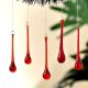 Red Glass Chandelier Drop Ornaments - Christmas Tree Ornaments - Set of 20